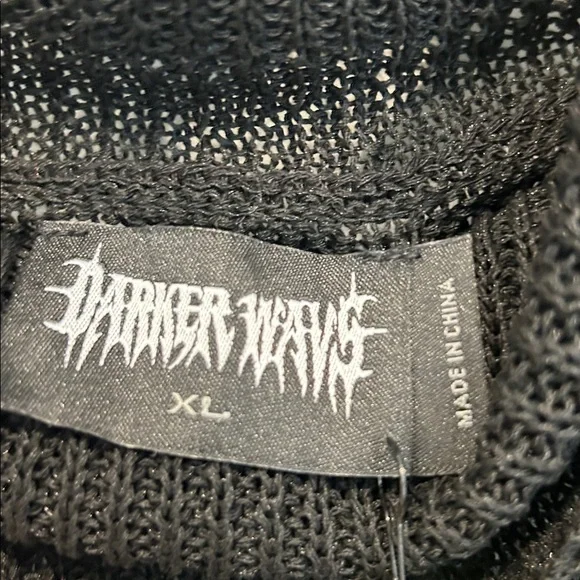 Dolls Kill Darker WAVS Black Long Sleeve Top open knit cowl neck top xl new - Picture 2 of 7